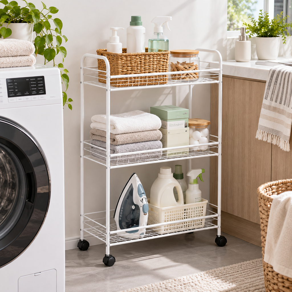 Slim 3-Tier Household Rolling Cart