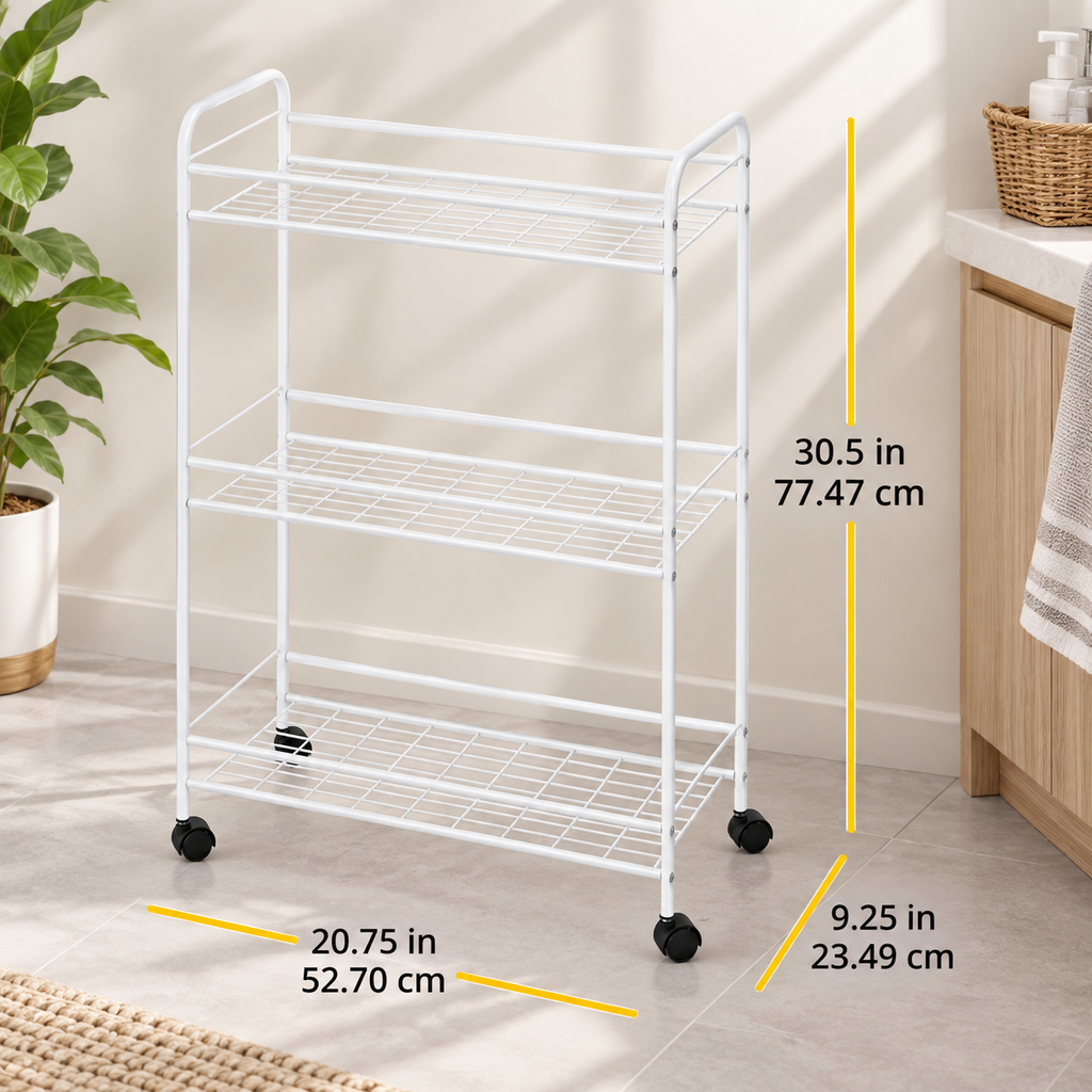 Slim 3-Tier Household Rolling Cart