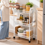 Slim 3-Tier Bathroom Rolling Cart