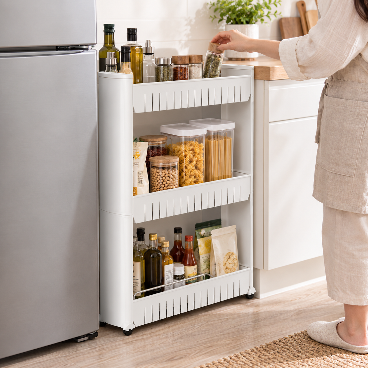 3-Tier Narrow Rolling Organizer Cart