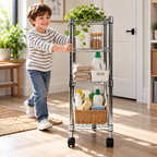 Chrome 3-Tier Utility Rolling Cart