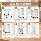 Slim 3-Tier Rolling Storage Cabinet