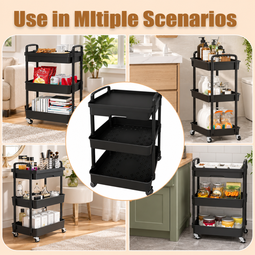 3-Tier Rolling Drawer Storage Cart